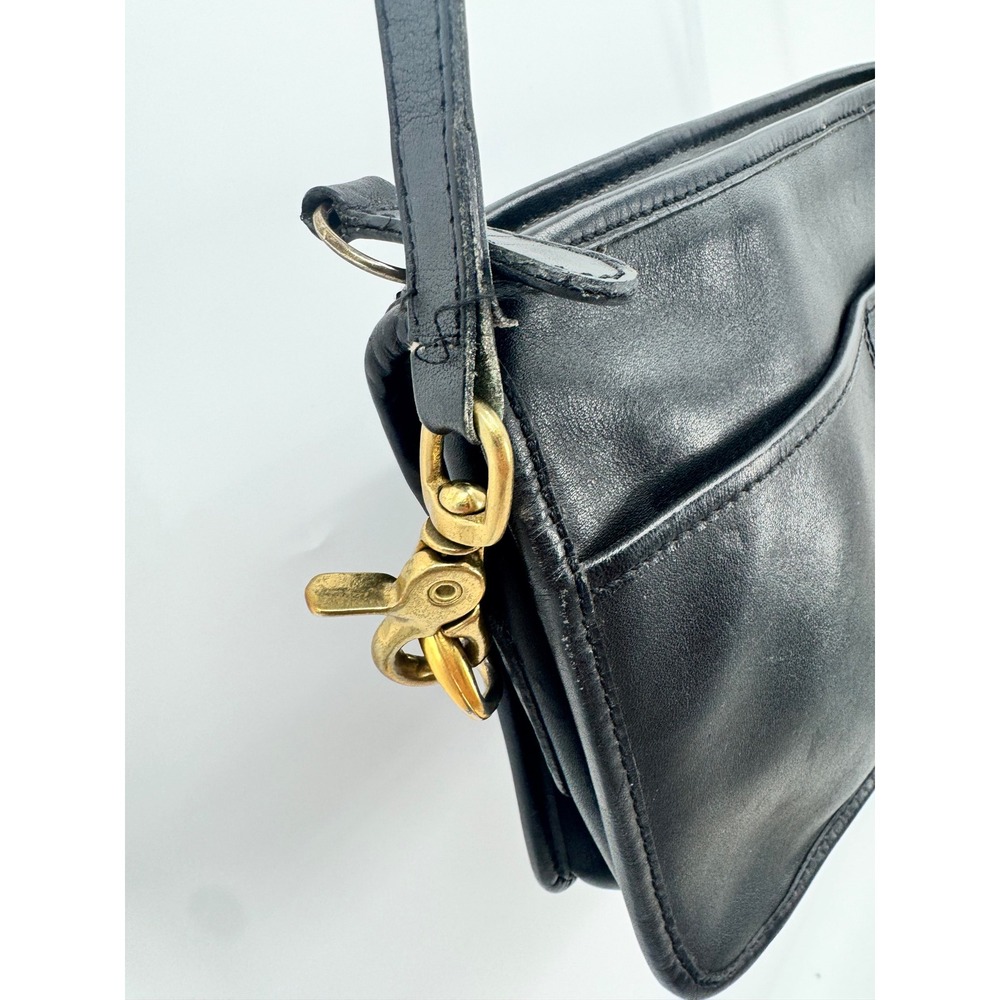 Coach Crossbody Bag Women OS Black Vintage Leather Brass Hardware Slim Handbag - Picture 3 of 16